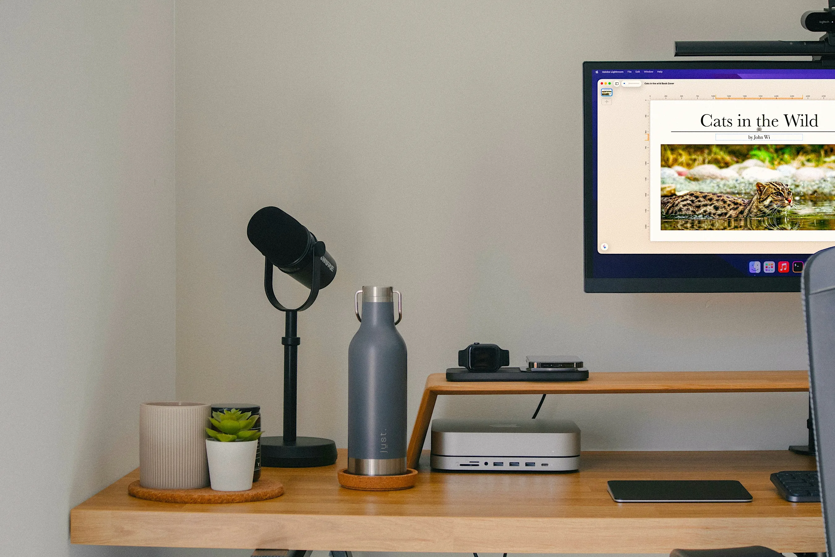 A presentation taking shape in Pixara on a desk with a Mac