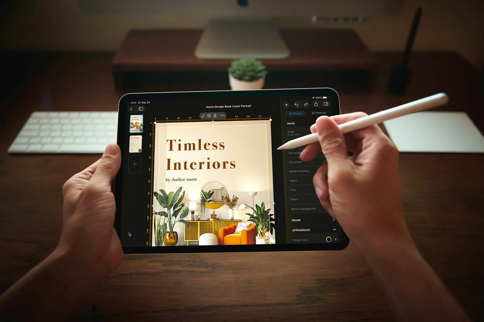 Designing a book cover in Pixara on iPad with Apple Pencil